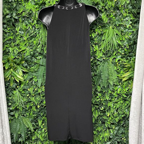 CALVIN KLEIN Women‎ Dress 2 Black High Neck Grommet Accent A Line Shift 1974 - Picture 7 of 7